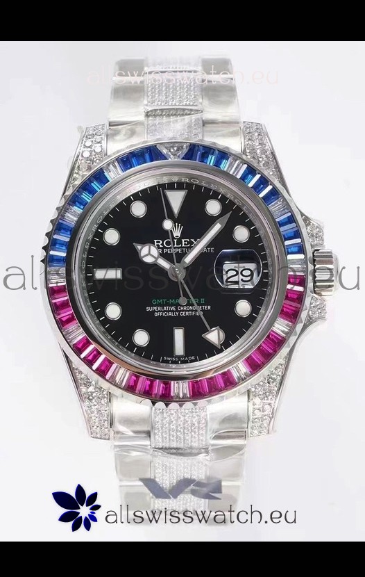 Rolex GMT Masters II Diamonds Swiss watch in 904L Case - 1:1 Mirror Quality
