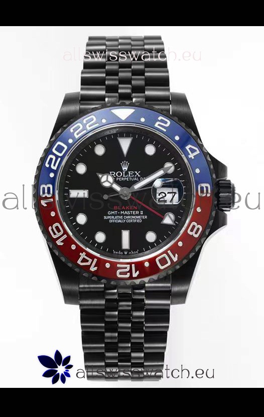 Rolex GMT Masters II REF.126710BLRO PEPSI BLAKEN Swiss Replica - 904L Steel in DLC Coating