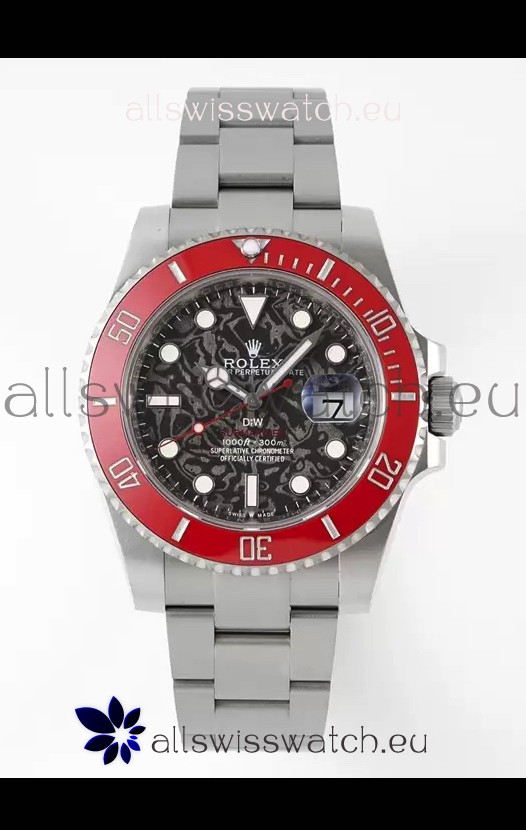 Rolex Submariner DiW Stainless Steel Casing Ceramic Red Bezel Edition Watch 