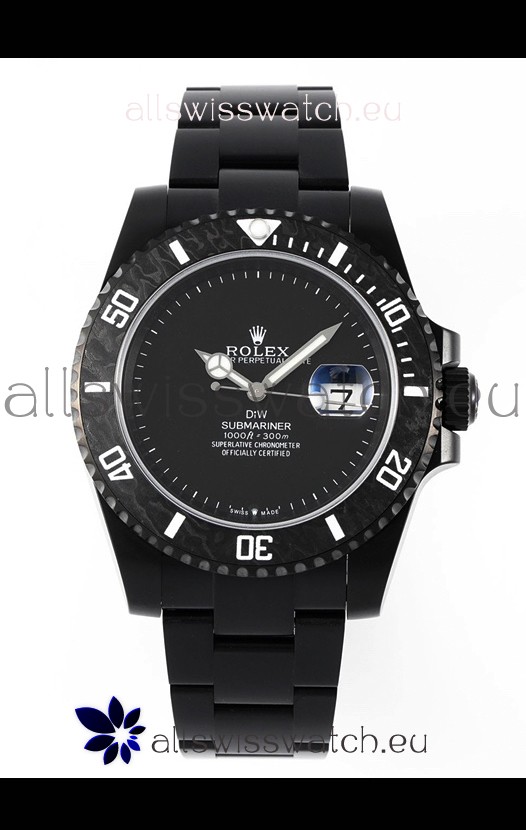 Rolex Submariner DiW DLC Coated Steel Casing Black Ceramic Bezel Edition Watch 
