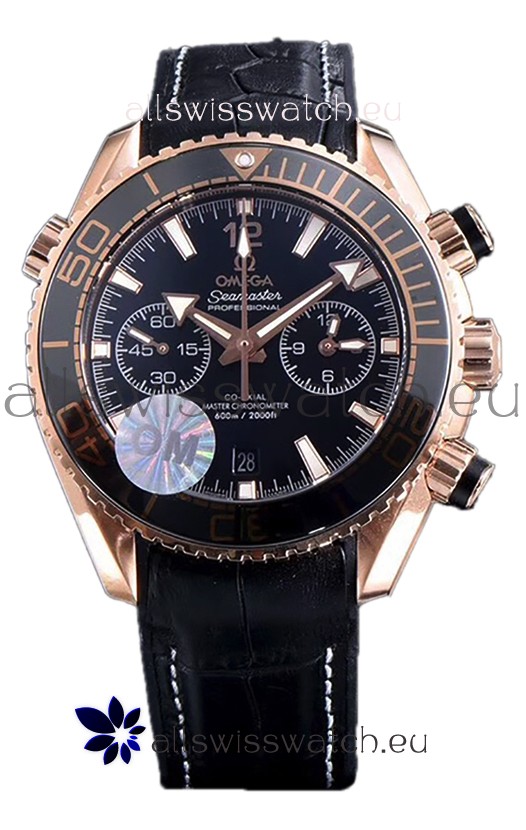Omega Seamaster Planet Ocean 600M Sedna Gold Leather Strap 45.5MM 1:1 Mirror Replica Watch 