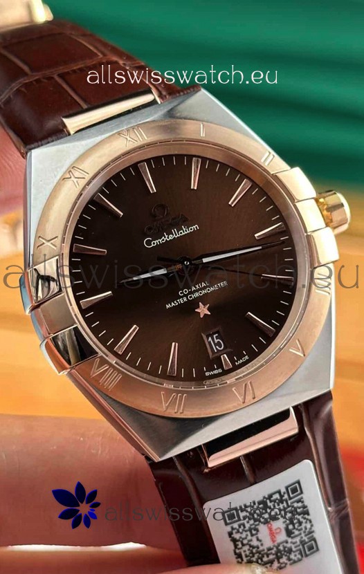 Omega Co-Axial Constellation 39MM Two Tone Rose Gold Brown Dial 1:1 Mirror Replica Watch