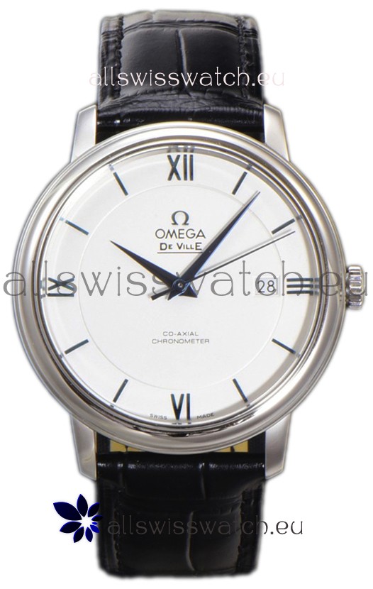 Omega De-Ville Annual Co-Axial Swiss Replica Watch 1:1 Mirror Edition in White Dial 39.5MM