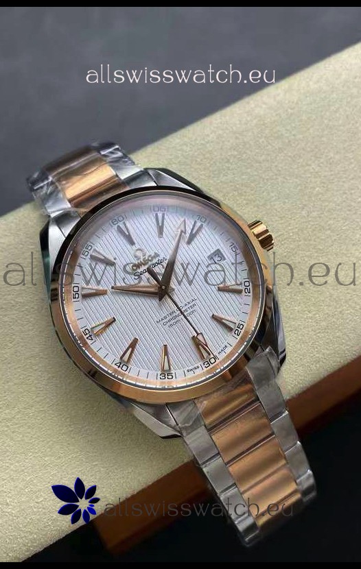 Omega Aqua Terra 150M White Dial 904L Two Tone Rose Gold Casing 1:1 Mirror Replica 41MM 
