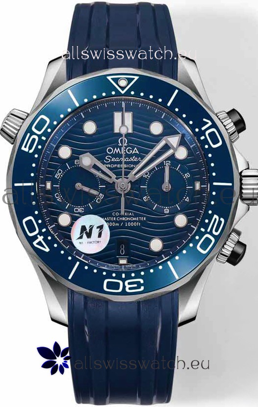 Omega Seamaster Co-Axial Master Chronograph Stainless Steel Blue Strap 44MM 1:1 Mirror Replica