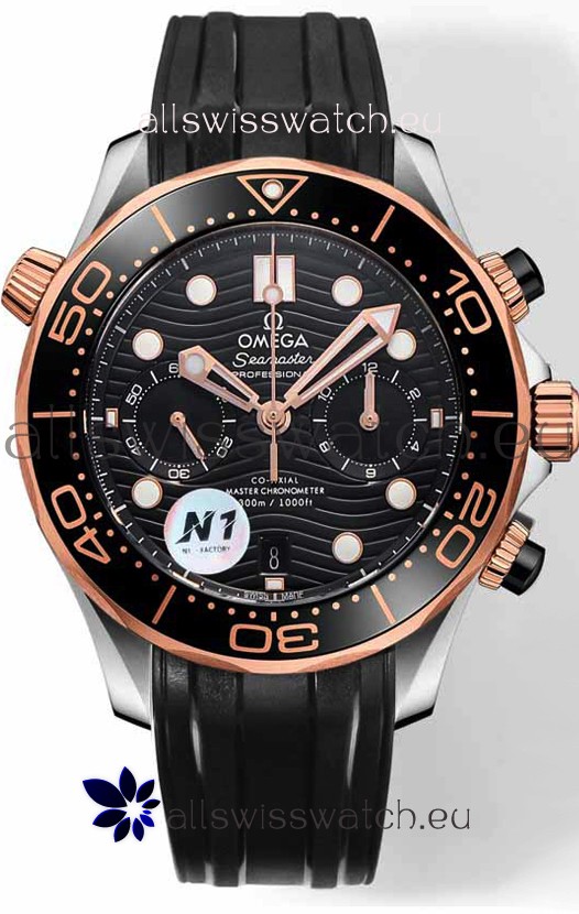 Omega Seamaster Co-Axial Master Chronograph Two Tone Black Dial 44MM 1:1 Mirror Replica