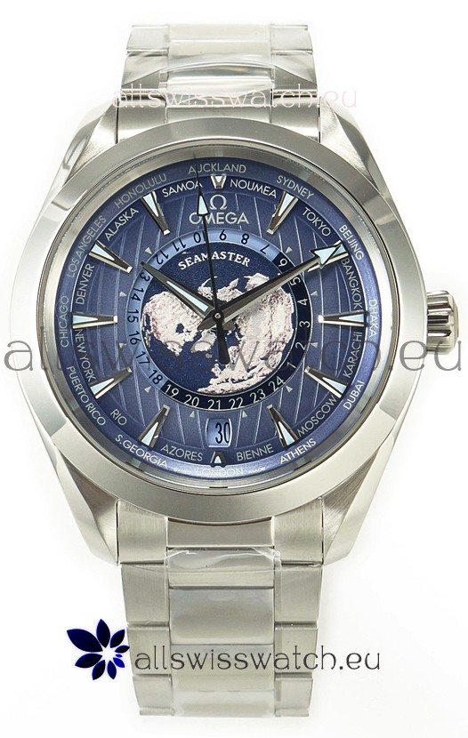 Omega Aqua Terra 150M Wolrd Timer 24 Summer Blue Dial 904L Steel 1:1 Mirror Replica 41MM 