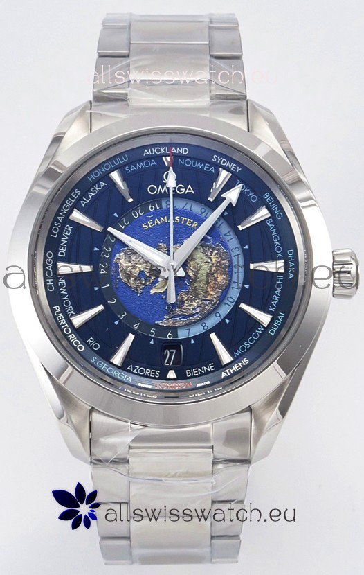 Omega Aqua Terra 150M Wolrd Timer 24 Blue Dial 904L Steel 1:1 Mirror Replica 41MM 