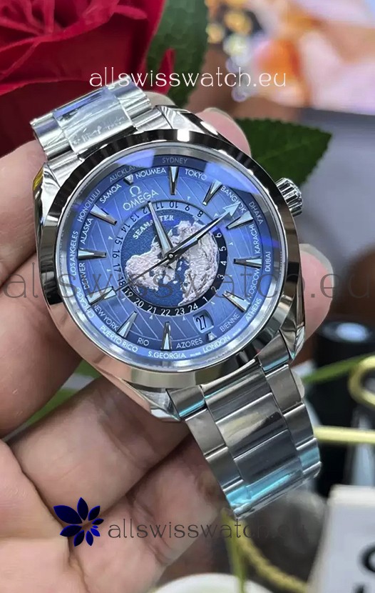 Omega Seamaster Aquaterra 150M Worldtimer Summer Blue 1:1 Mirror Replica Watch