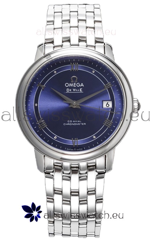 Omega De Ville Co-Axial Chronometer 36.8MM Swiss Replica Watch in Light Blue Dial 