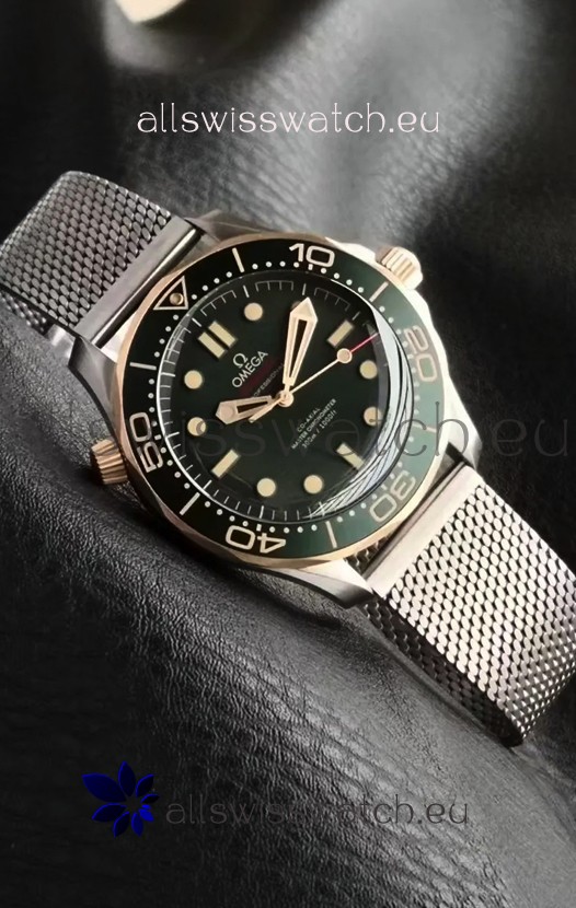Omega Seamaster Super Clone 300M Diver Titanium Two Tone Green Dial Watch 