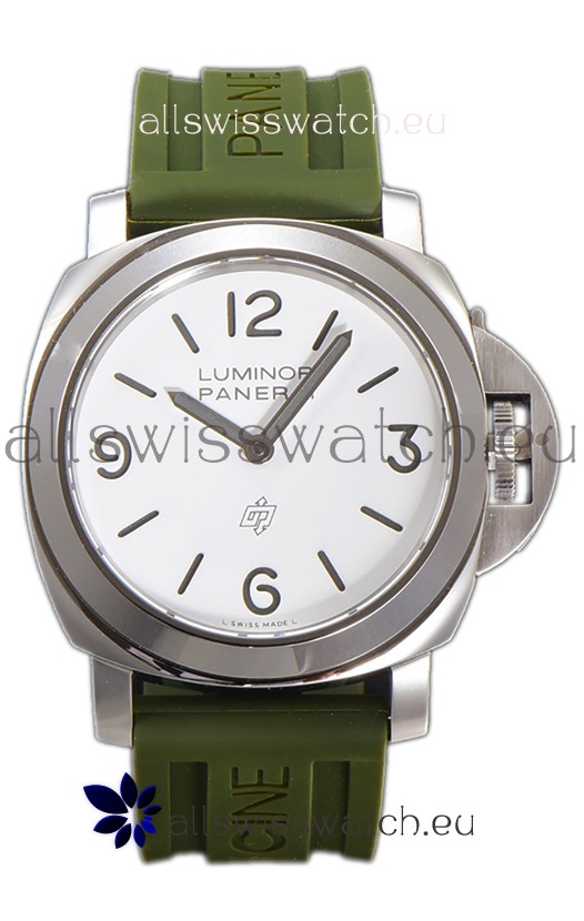 Panerai Luminor Base Logo PAM1087 White Dial 1:1 Mirror Quality - 904L Steel in Rubber Strap