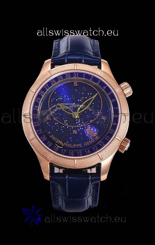 Patek Philippe 6102R Grand Compilations Handwind Swiss Replica Watch - Rugged Bezel Blue Dial