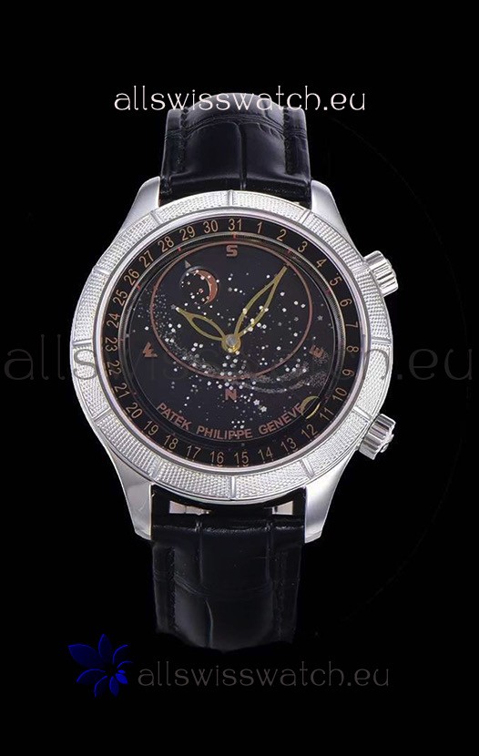 Patek Philippe 6102R Grand Compilations Handwind Swiss Replica Watch - Rugged Bezel Black Dial