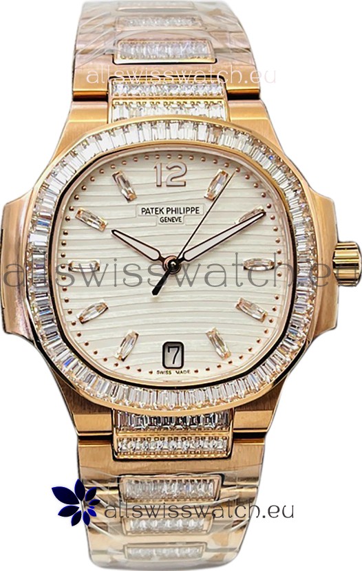 Patek Philippe Nautilus 7118R 35MM 1:1 Rose Gold White Dial 1:1 Mirror Replica Watch