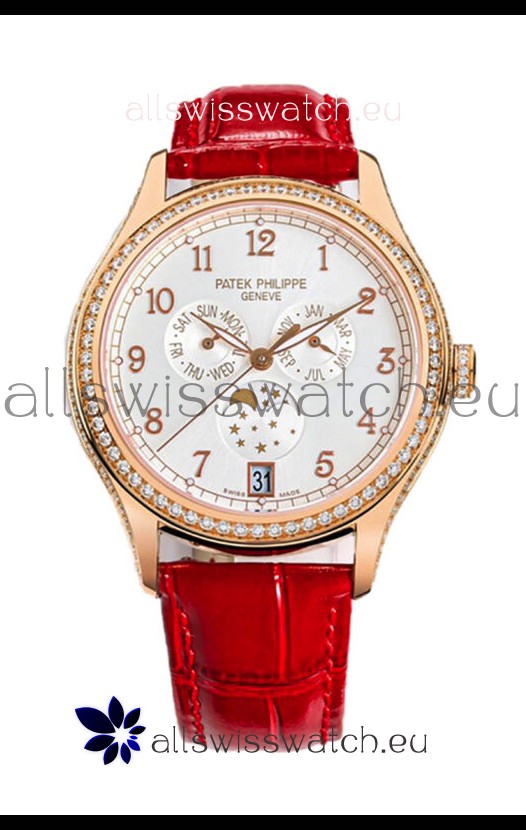 Patek Philippe Complications 4948G Annual Calendar Moonphase White Dial Rose Gold Swiss Replica
