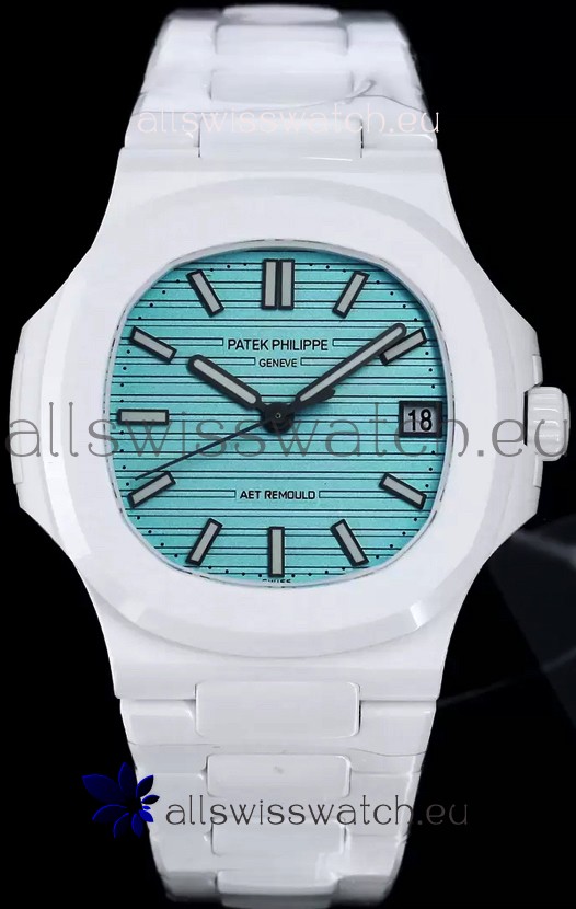 Patek Philippe Nautilus 5711 AET Remould White Ceramic Edition Green Dial Swiss Replica Watch