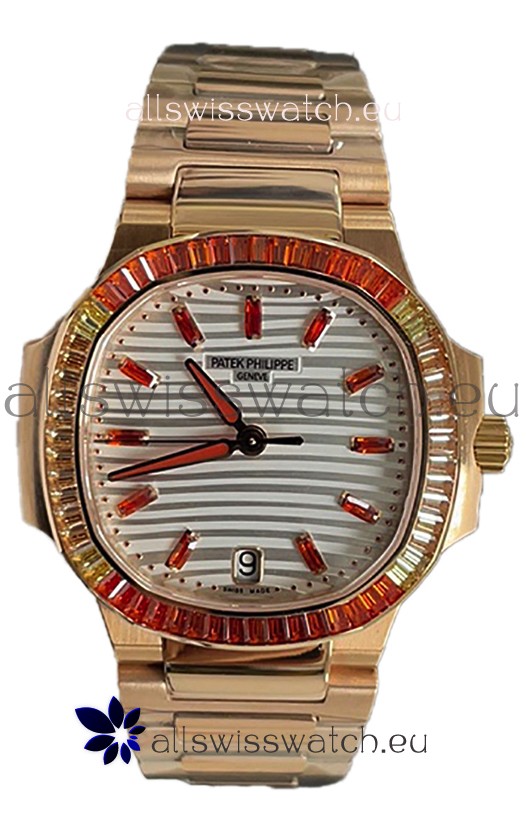 Patek Philippe Nautilus 7118R 35MM 1:1 Rose Gold Case White Dial 1:1 Mirror Replica Watch