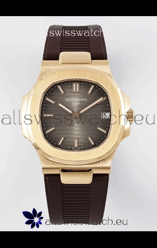 Patek Philippe Nautilus 5711/1R-001 1:1 Mirror Replica in 904L Steel Rose Gold Brown Dial