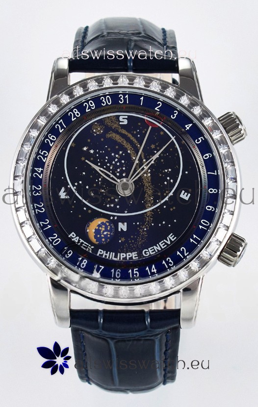 Patek Philippe 6104 Grand Complications Superclone Watch in Stainless Steel - Diamonds Bezel 