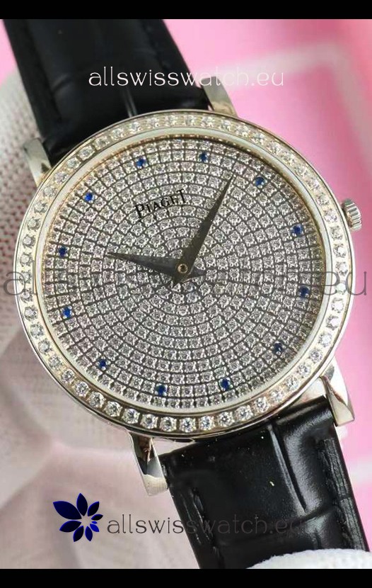 Piaget Altiplano G0A36128 Paved Diamonds Dial Swiss Quartz Replica Watch in Steel Case