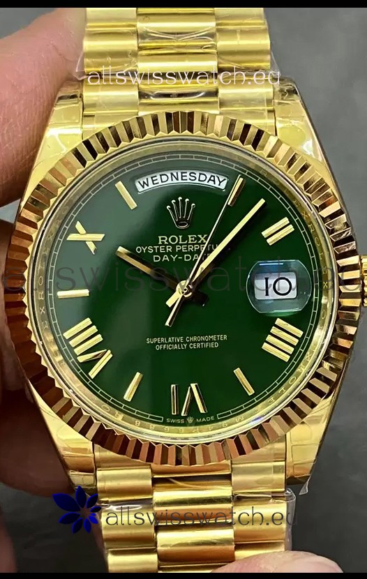 Rolex Day Date Presidential 18K Yellow Gold Watch 40MM - Green Dial 1:1 Mirror Quality