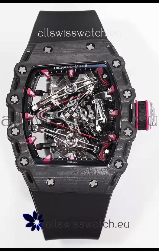 Richard Mille RM38-02 Carbon Casing Bubba Watson Black Rubber Tourbillon Movement 1:1 Mirror Replica