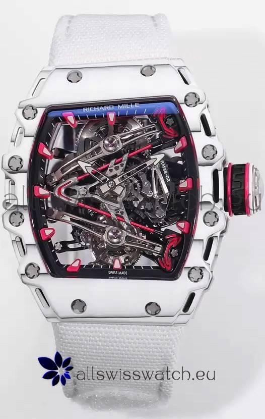 Richard Mille RM38-02 Carbon Casing Bubba Watson White Nylon Tourbillon Movement 1:1 Mirror Replica