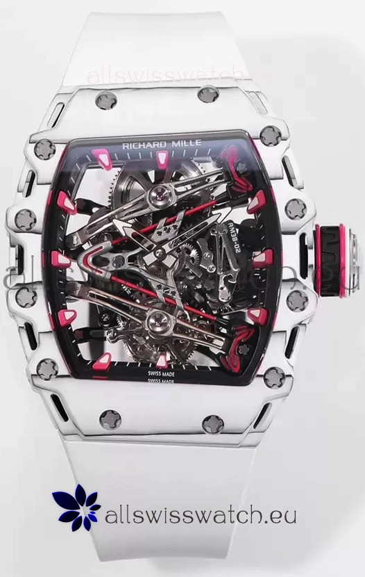 Richard Mille RM38-02 White Carbon Bubba Watson White Rubber Tourbillon Movement 1:1 Mirror Replica