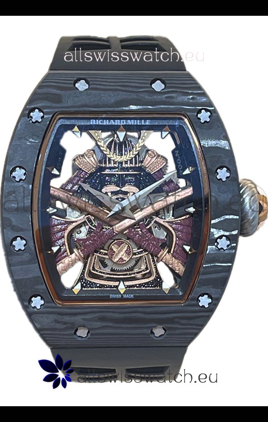 Richard Mille RM047 Samurai Genuine Tourbillon Watch in Carbon Casing Black Strap