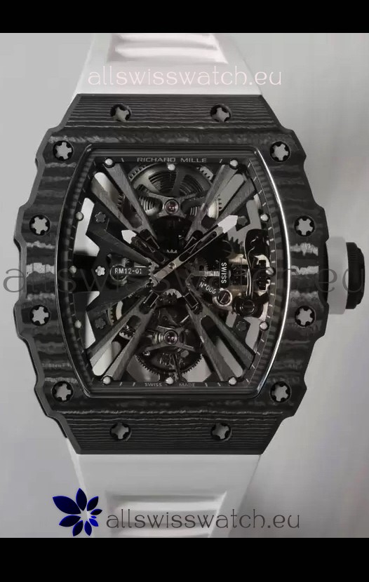 Richard Mille RM12-01 Carbon Fiber Case Genuine Tourbillon Movement 1:1 Mirror Replica Watch