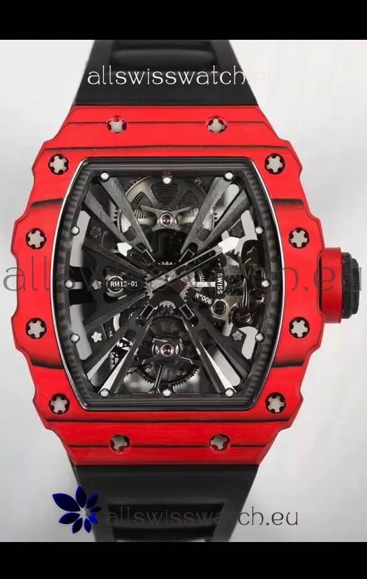 Richard Mille RM12-01 Carbon Fiber Case Genuine Tourbillon Movement 1:1 Mirror Replica Watch