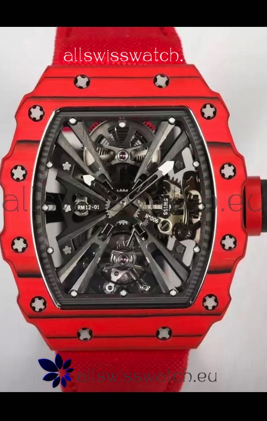 Richard Mille RM12-01 Carbon Fiber Case Genuine Tourbillon Movement 1:1 Mirror Replica Watch