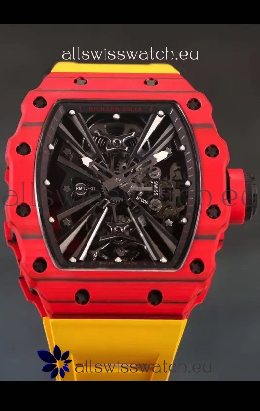 Richard Mille RM12-01 Carbon Fiber Case Genuine Tourbillon Movement 1:1 Mirror Replica Watch