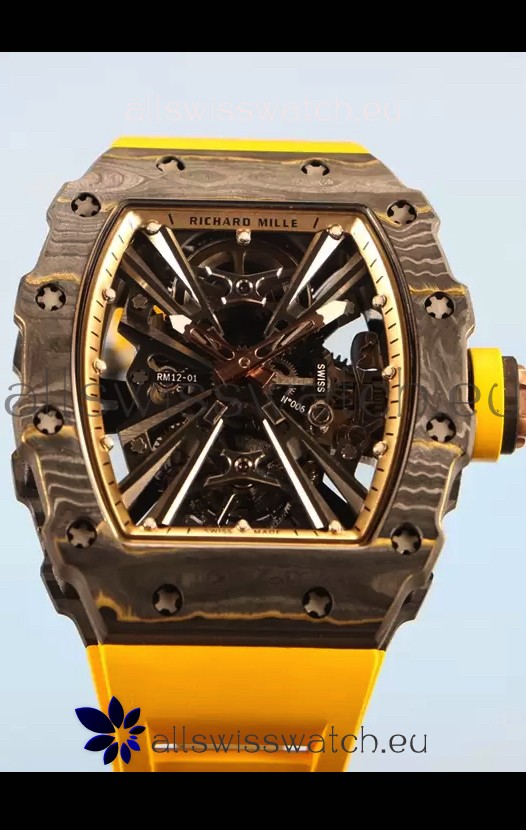 Richard Mille RM12-01 Carbon Fiber Case Genuine Tourbillon Movement 1:1 Mirror Replica Watch