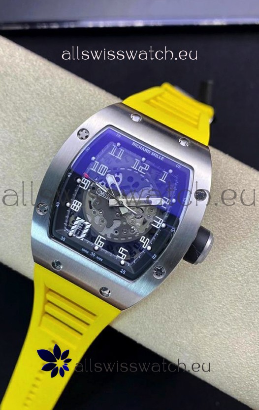 Richard Mille RM010 Stainless Steel Replica Watch in Yellow Strap