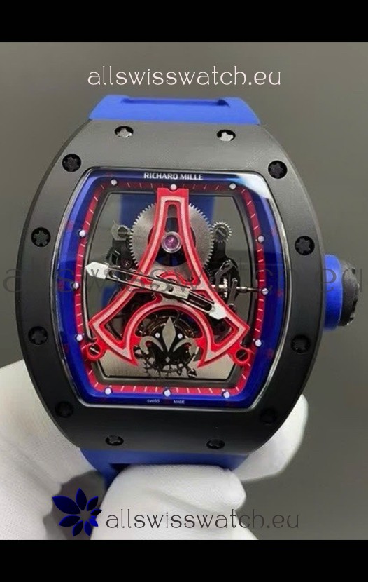 Richard Mille RM52-03 Paris Saint-Germain Tourbillon Black Ceramic Swiss Replica Watch 