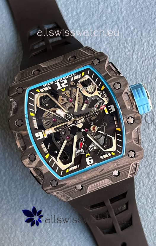 Richard Mille RM35-03 Rafael Nadal Edition Black Carbon Fiber Casing 1:1 Mirror Replica Watch in Black Strap