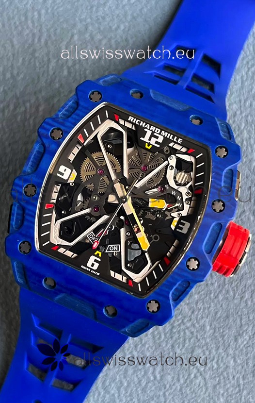 Richard Mille RM35-03 Rafael Nadal Edition Blue Carbon Fiber Casing 1:1 Mirror Replica Watch in Blue Strap