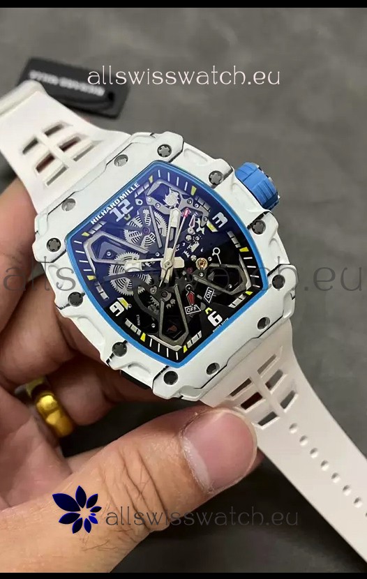 Richard Mille RM35-03 Rafael Nadal Edition White Carbon Fiber Casing 1:1 Mirror Replica Watch in White Strap