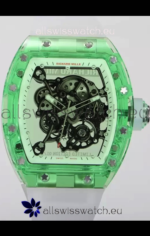 Richard Mille RM055 Transparent Sapphires Casing with Genuine Tourbillon Super Clone Watch