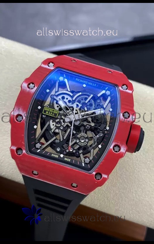 Richard Mille RM35-02 Rafael Nadal Red Carbon Fiber Casing with Genuine Tourbillon Super Clone Watch