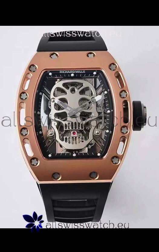 Richard Mille RM052 Skull Genuine Tourbillon Edition Watch in Rose Gold Casing
