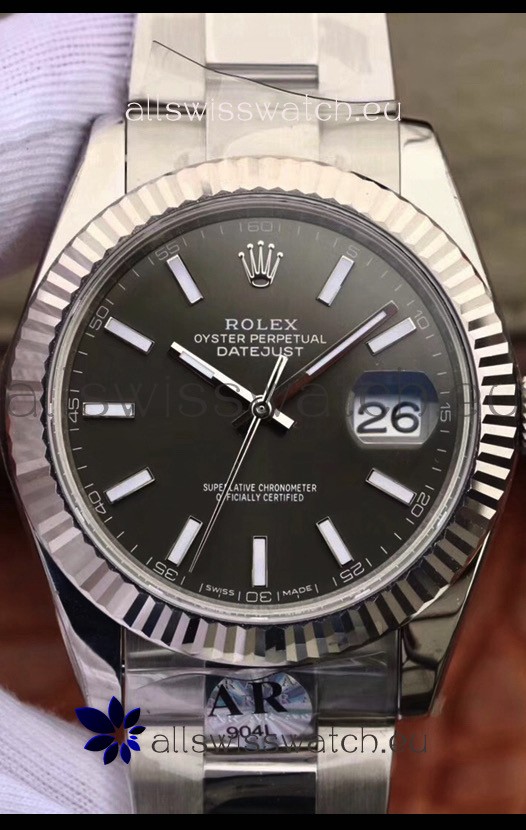 Rolex Datejust 41MM Cal.3135 Movement Swiss Replica Watch in 904L Steel Casing Grey Dial