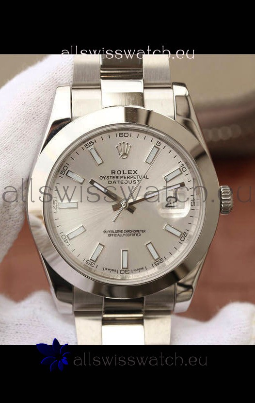 Rolex Datejust 41MM Cal.3135 Movement Swiss Replica Watch in 904L Steel / Steel Dial