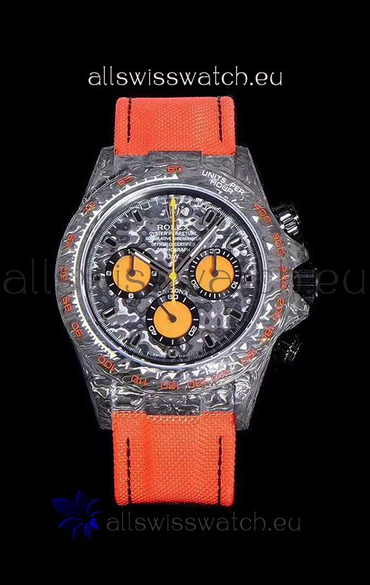 Rolex Daytona DiW Forged Cabon Casing 1:1 Mirror Replica Black Carbon Dial