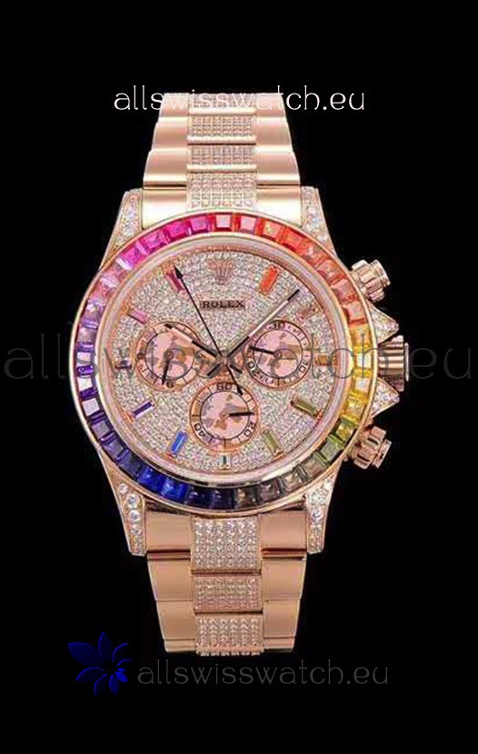 Rolex Daytona ICED OUT Rose Gold Watch Original Cal.4130 Movement - 1:1 Mirror 904L Steel Watch 