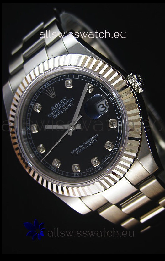 Rolex Datejust Japanese Replica Watch - Black Dial in 41MM with Oyster Strap