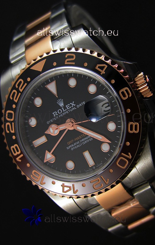Rolex GMT Masters Japanese Replica Watch in Two Tone Rose Gold Casing