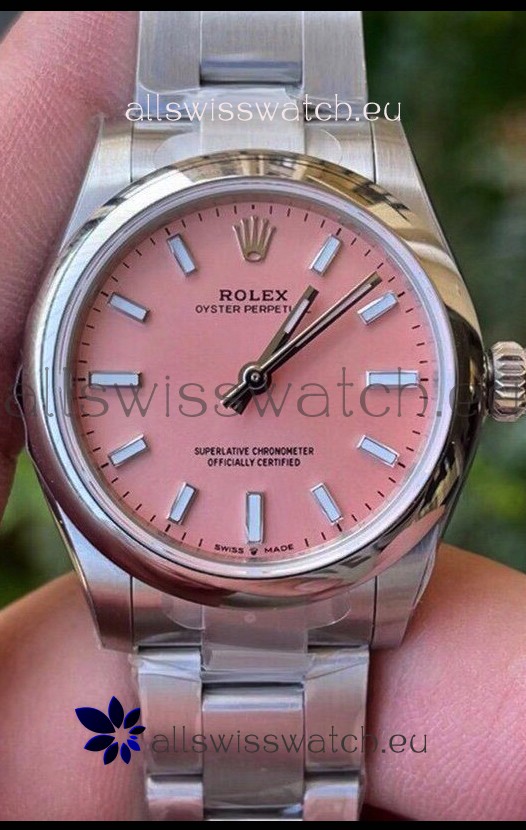 Rolex Oyster Perpetual REF#277200 31MM Swiss Movement Swiss Replica Pink Dial 904L Steel 1:1 Mirror Replica Watch